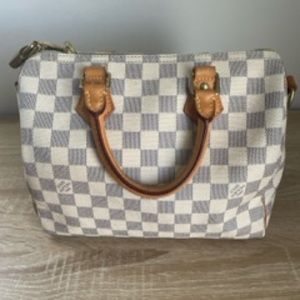 LOUIS VUITTON Damier Azur Speedy 25 Bandouliere PreLoved DUST BAG LOCK & KEY inc